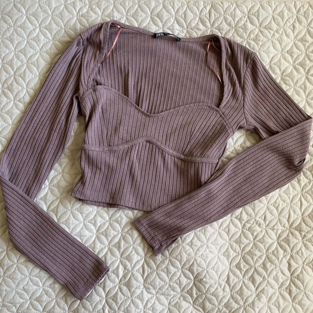 COPY - Zara cropped long sleeve blouse.